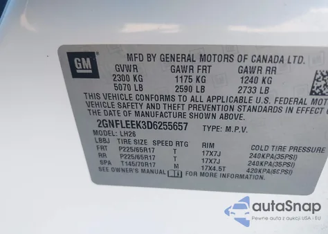 2013 Chevrolet Equinox 1Lt from USA, damaged, VIN 2GNFLEEK3D6255657